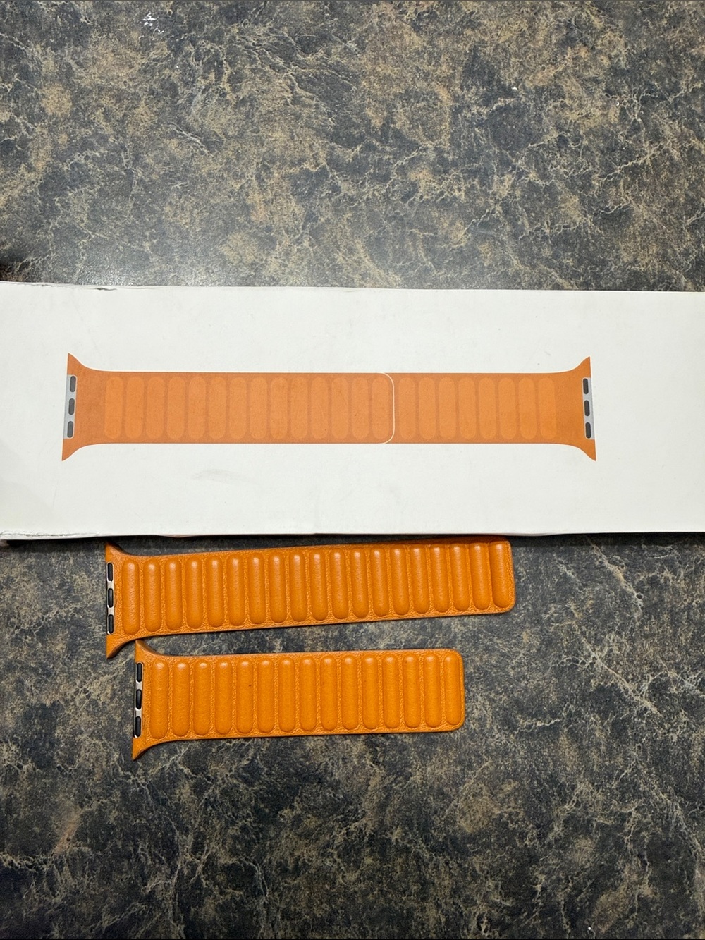 Apple Leather Link Band in Orange